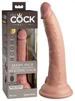 4. Sex Shop, Dual Density 7" Light Beige Vibrating Dildo by King Cock Elite