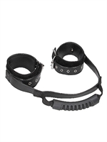 2. Sex Shop, Bonded Leather Handcuffs with Handle and Adjustable Straps by Ouch!