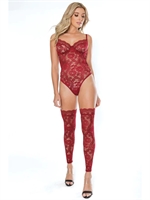 2. Sex Shop, Criss-Crossed Thong Teddy in Red Lace by Coquette
