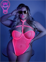 5. Sex Shop, Neon Pink UV Reactive Fishnet Teddy by Fantasy Lingerie