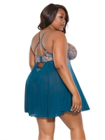 4. Sex Shop, Teal and Rose Gold Babydoll and Thong Set by Coquette