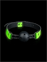 3. Sex Shop, Bonded Leather Breathable Ball Gag - Glow in the Dark by Ouch