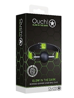 5. Sex Shop, Bonded Leather Solid Silicone Ball Gag - Glow in the Dark by Ouch