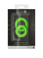 5. Sex Shop, 2-Piece Silicone Cock Ring Set - Glow in the Dark by Ouch