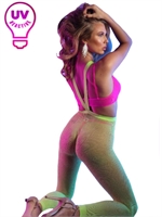 4. Sex Shop, 3-Piece Footless Bodystocking Set in Neon Green and Pink by Fantasy Lingerie