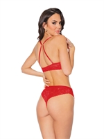 4. Sex Shop, Red Lace Bra & Crotchless Panties Set by Coquette