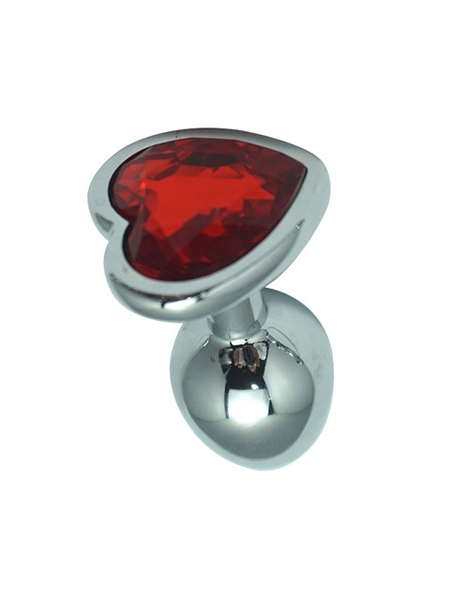 Red jeweled heart shape small butt plug aluminum from LXB