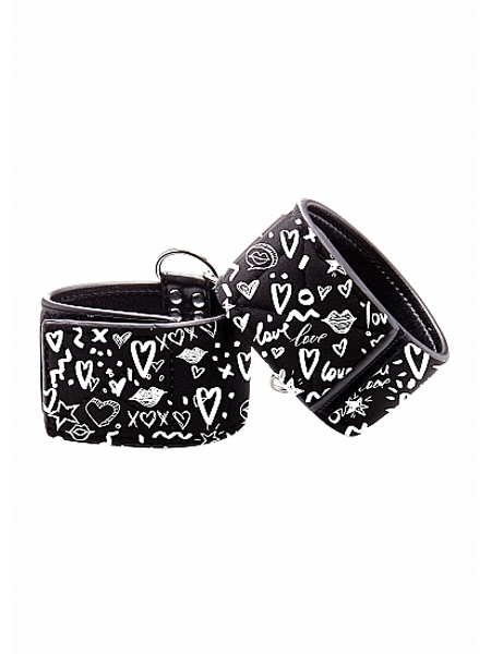 Adjustable printed leather wrist cuffs by Ouch!