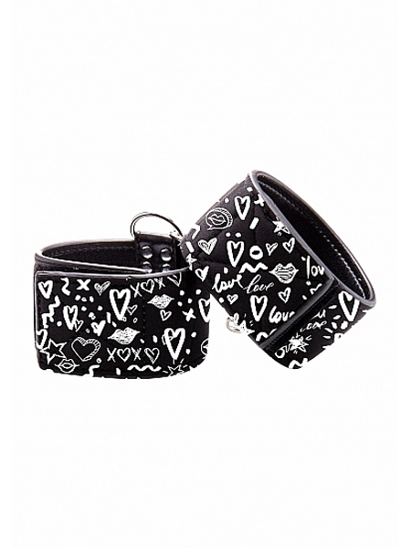 Adjustable printed leather ankle cuffs by Ouch!