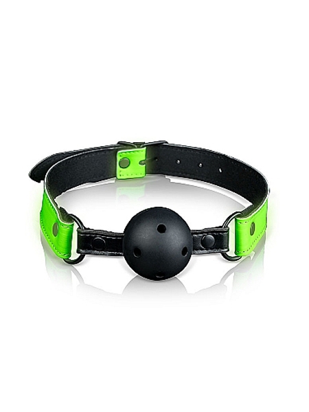 Bonded Leather Breathable Ball Gag - Glow in the Dark by Ouch