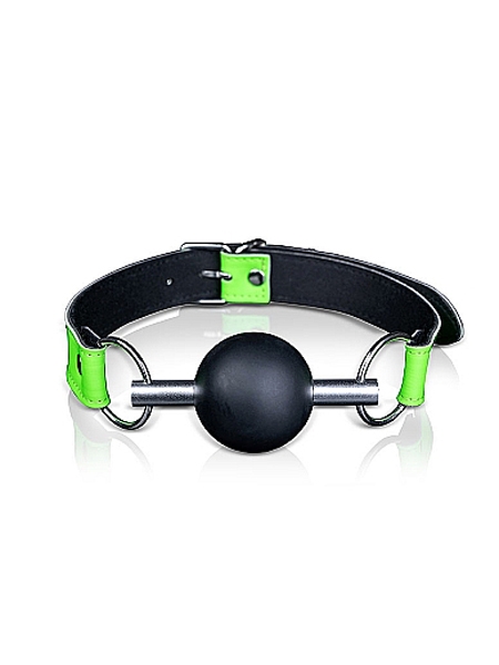 Bonded Leather Solid Silicone Ball Gag - Glow in the Dark by Ouch