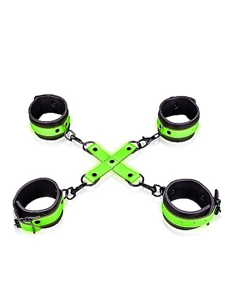 Wrist & Ankle Cuffs with Hogtie - Glow in the Dark by Ouch