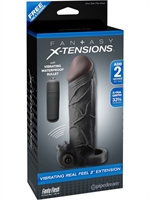 2. Sex Shop, Vibrating Real Feel 2" Extension with Ball Strap - Black