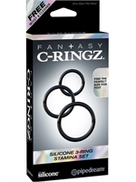 2. Sex Shop, C-Ringz Silicone 3-Ring Stamina Set Black