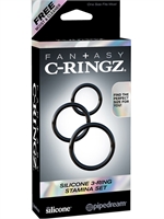 2. Sex Shop, C-Ringz Silicone 3-Ring Stamina Set Black