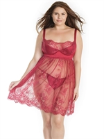 3. Sex Shop, Merlot Lace Babydoll and Crotchless Panty Set by Coquette