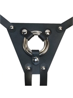 2. Sex Shop, Buffalo Leather Strap-on Harness with Metal Rings by LXB