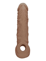 3. Sex Shop, Tan 8" Penis Sleeve by RealRock