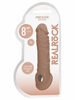 6. Sex Shop, Tan 8" Penis Sleeve by RealRock
