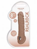 6. Sex Shop, Tan 8" Penis Sleeve by RealRock