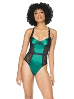 2. Sex Shop, Lace & Satin Green-Black Teddy by Coquette