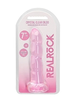 5. Sex Shop, Pink Non-Realistic Crystal Clear 7" Dildo by RealRock
