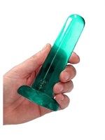 4. Sex Shop, Turquoise Non-Realistic Crystal Clear 5" Dildo by RealRock