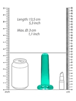 5. Sex Shop, Turquoise Non-Realistic Crystal Clear 5" Dildo by RealRock