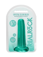 6. Sex Shop, Turquoise Non-Realistic Crystal Clear 5" Dildo by RealRock