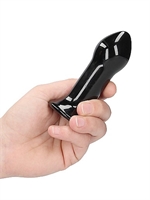 4. Sex Shop, Pluggy - Glass Vibrator With Suction Cup and Remote by Chrystalino
