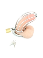 4. Sex Shop, Male Chastity Device - Chrome Bird Cage - Large by XBLISS