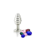 3. Sex Shop, Ribbed Wild Passion Butt Plug with Pink Jewel - Small by LXB