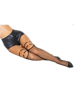 3. Sex Shop, Black Mesh Stockings with Straps and Metal Rings by Coquette