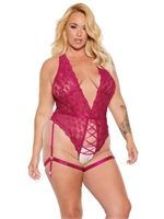 3. Sex Shop, Crotchless Raspberry Pink Lace Teddy by Coquette