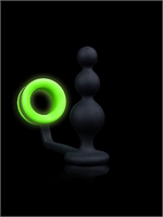 2. Sex Shop, Beaded Silicone Butt Plug with Detachable Cock Ring - Glow in the Dark by Ouch
