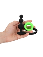 3. Sex Shop, Beaded Silicone Butt Plug with Detachable Cock Ring - Glow in the Dark by Ouch