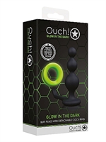 5. Sex Shop, Beaded Silicone Butt Plug with Detachable Cock Ring - Glow in the Dark by Ouch