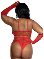 2. Sex Shop, Red Stretch Lace 3-Piece Set by DreamGirl