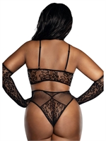 4. Sex Shop, Black Stretch Lace 3-Piece Set by DreamGirl