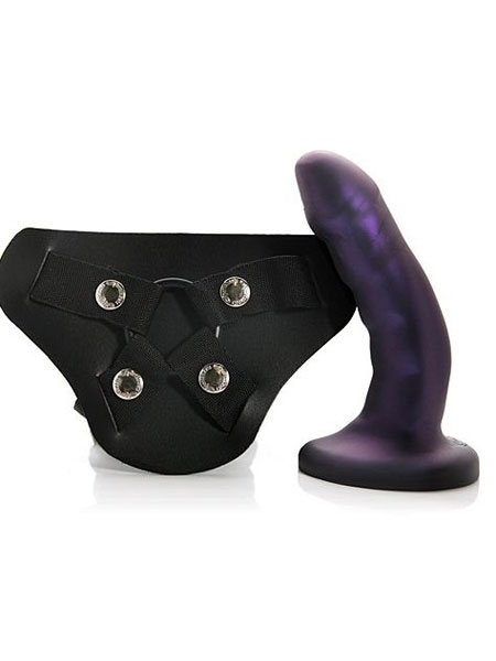 Curve Dildo & Harness Kit - Midnight Purple