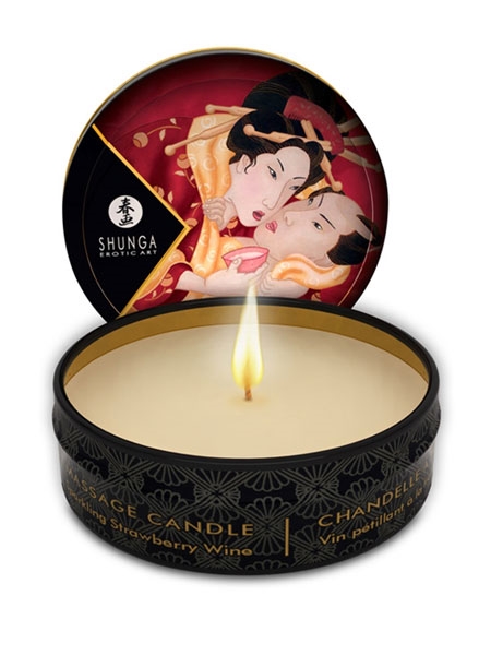 Shunga Mini Massage Candle - Strawberry Champagne