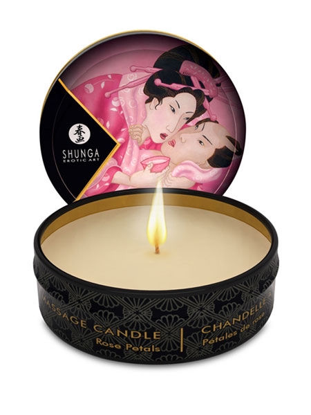 Shunga Mini Massage Candle - Rose Petals