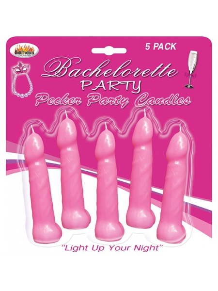 Bachelorette pecker Party pink candles 5 Pk