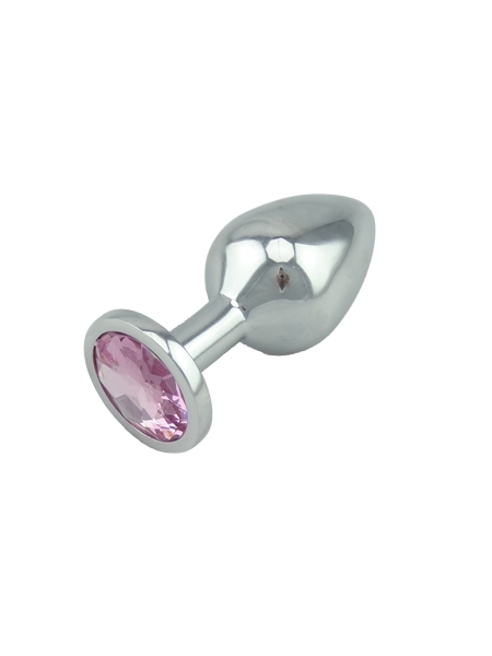 Pink Jeweled Medium Stainless Butt Plugs - LXB