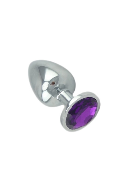 Purple Jeweled Large Butt Plug Solid Aluminum - LXB