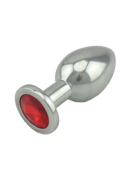 Red Jeweled Medium Butt Plug Solid Aluminum by LXB