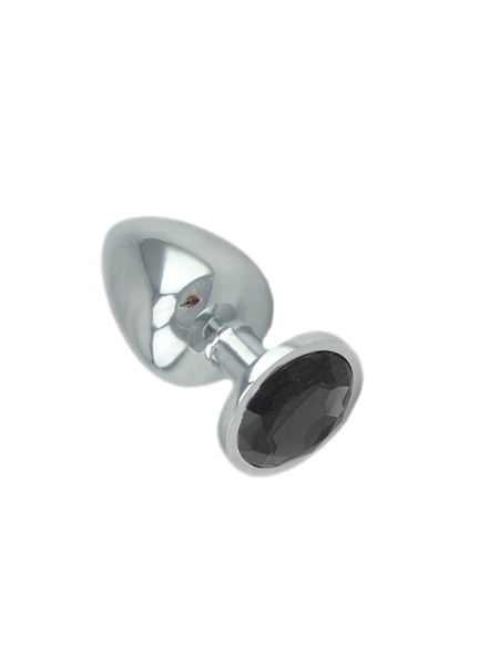 Black Jeweled Large Butt Plug Solid Aluminum - LXB