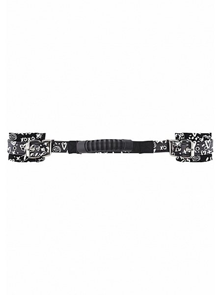 Adjustable printed leather handcuffs by Ouch!