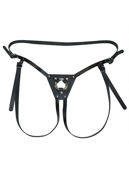 Buffalo Leather Strap-on Harness with Metal Rings by LXB