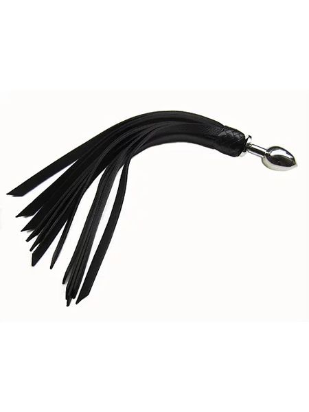 Stainless Steel Buttplug with12-inch Leather Whip by LXB